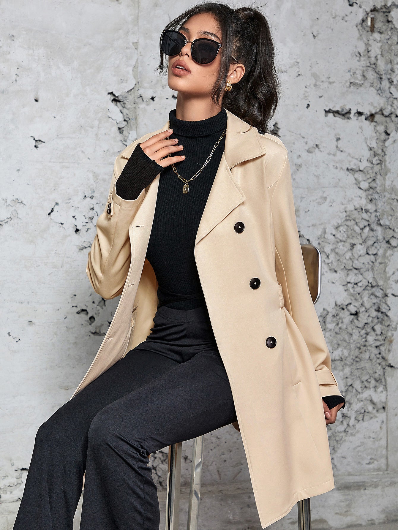 Elegant British-Style Trench Coat